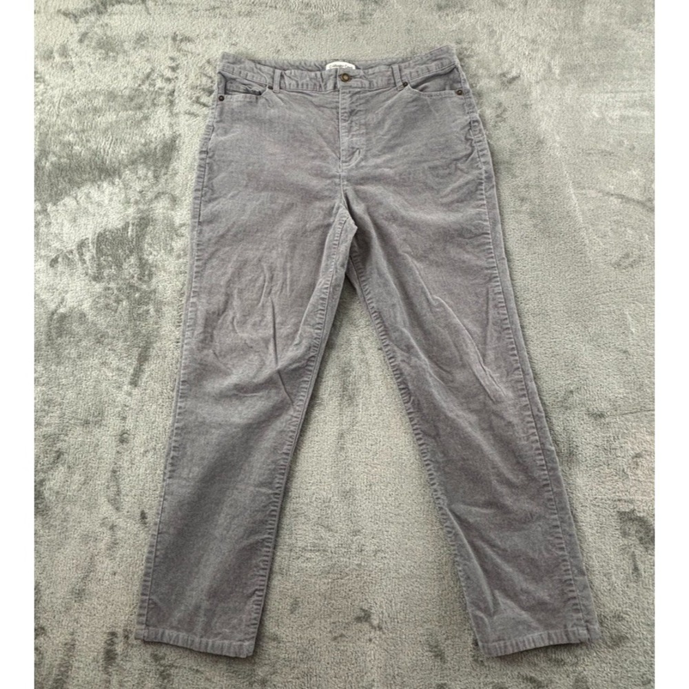 Coldwater Creek Corduroy Pants Straight Leg Womens 12 Gray Stretch 28" Inseam